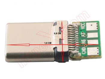 USB Type C Generic PCB Board Charging, Data and Accessory Connector 0,8x1,6x0,23 cm